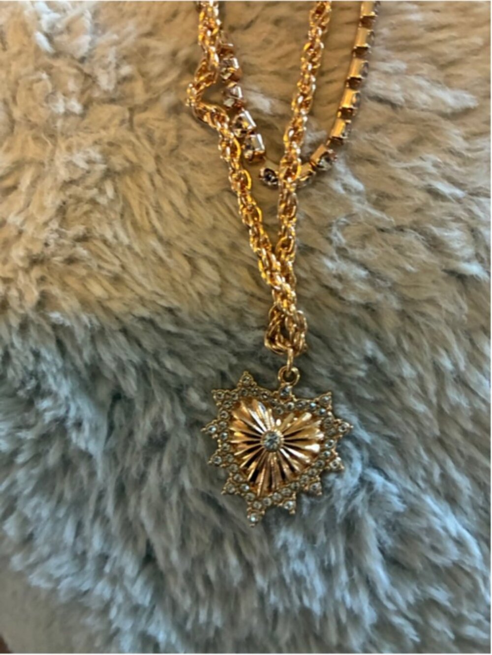 Women's paparazzi Gold Tone Layered Necklace with Clear Rhinestones, One Size - Picture 2 of 4